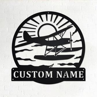 Custom Plane With Floats Metal Wall Art, Personalized Plane Name Sign Decoration For Room, Plane Metal Home Decor, Custom Plane, Plane Lover - Thegiftio UK