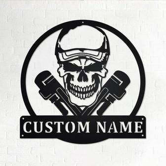Custom Plumber Skull Metal Wall Art, Personalized Plumber Name Sign Decoration For Room, Plumber Home Decor, Custom Plumber, Plumber Skull - Thegiftio UK