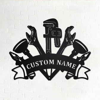 Custom Plumber Tools Metal Wall Art, Personalized Plumber Name Sign Decoration For Room, Plumbing Metal Home Decor, Custom Plumber - Thegiftio UK