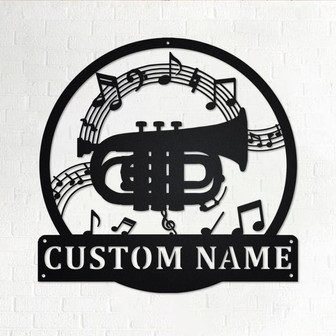 Custom Pocket Trumpet Musical Instrument Metal Wall Art, Personalized Pocket Trumpet Name Sign Decoration For Room,Pocket Trumpet Home Decor - Thegiftio UK