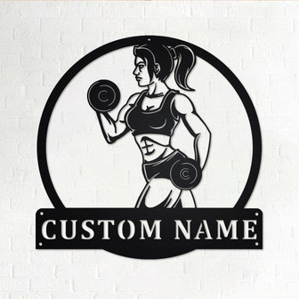 Custom Powerlifting Girl Metal Wall Art, Personalized Powerlifting Name Sign Decoration For Room, Powerlifting Metal Home Decor,Powerlifting - Thegiftio UK