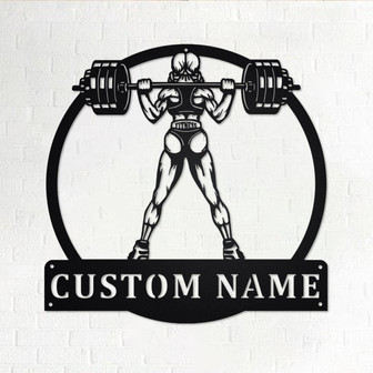 Custom Powerlifting Girl Metal Wall Art, Personalized Powerlifting Name Sign Decoration For Room, Powerlifting Metal Home Decor,Powerlifting - Thegiftio UK