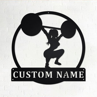 Custom Powerlifting Girl Metal Wall Art, Personalized Powerlifting Name Sign Decoration For Room, Powerlifting Metal Home Decor,Powerlifting - Thegiftio UK