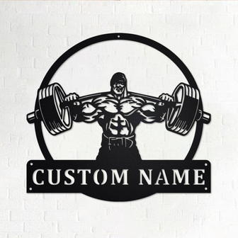 Custom Powerlifting Man Metal Wall Art, Personalized Powerlifting Name Sign Decoration For Room, Powerlifting Metal Home Decor, Powerlifting - Thegiftio UK