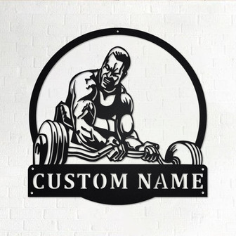 Custom Powerlifting Man Metal Wall Art, Personalized Powerlifting Name Sign Decoration For Room, Powerlifting Metal Home Decor, Powerlifting - Thegiftio UK