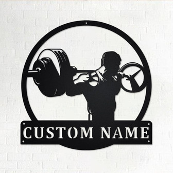 Custom Powerlifting Man Metal Wall Art, Personalized Powerlifting Name Sign Decoration For Room, Powerlifting Metal Home Decor, Powerlifting - Thegiftio UK