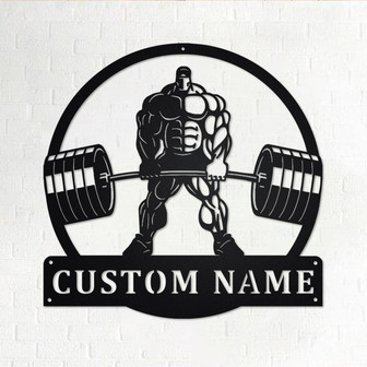 Custom Powerlifting Man Metal Wall Art, Personalized Powerlifting Name Sign Decoration For Room, Powerlifting Metal Home Decor, Powerlifting - Thegiftio UK