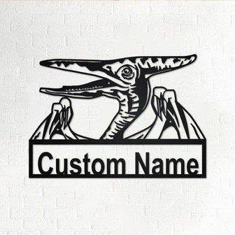 Custom Pterodactyl Dinosaur Metal Wall Art, Personalized Pterodactyl Dinosaur Name Sign Decoration For Room, Pterodactyl Dinosaur Home Decor - Thegiftio UK