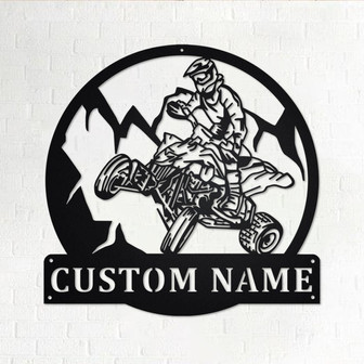 Custom Quad Biker ATV Metal Wall Art, Personalized Quad Biker Name Sign Decoration For Room, Quad Biker Metal Home Decor, Custom Quad Biker - Thegiftio UK