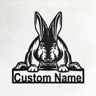 Custom Rabbit Metal Wall Art, Personalized Rabbit Name Sign Decoration For Room, Rabbit Home Decor, Custo Rabbit, Rabbit Metal Wall Decor - Thegiftio UK