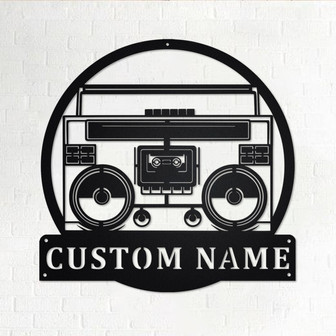 Custom Radio Boombox Metal Wall Art, Personalized Radio Boombox Name Sign Decoration For Room, Radio Boombox Metal Home Decor - Thegiftio
