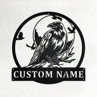 Custom Raven Bird Metal Wall Art, Personalized Raven Name Sign Decoration For Room, Raven Home Decor, Custom Raven,Raven Metal Decor, Raven - Thegiftio UK