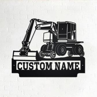 Custom Road Excavator Metal Wall Art, Personalized Excavator Name Sign Decoration For Room, Excavator Metal Home Decor, Custom Excavator - Thegiftio UK
