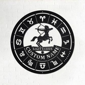 Custom Sagittarius Zodiac Metal Wall Art, Personalized Sagittarius Name Sign Decoration For Room, Horoscope Home Decor, Custom Sagittarius - Thegiftio UK