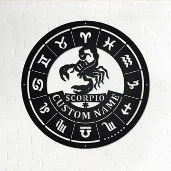 Custom Scorpio Zodiac Metal Wall Art, Personalized Scorpio Zodiac Name Sign Decoration For Room, Horoscope Home Decor, Custom Scorpio Zodiac - Thegiftio UK