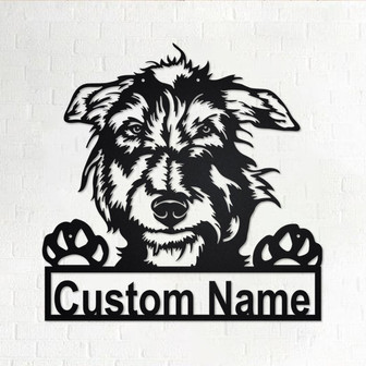 Custom Scottish Deerhound Dog Metal Wall Art, Personalized Scottish Deerhound Name Sign Decoration For Room, Scottish Deerhound Home Decor - Thegiftio