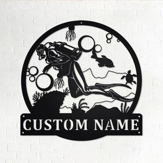 Custom Scuba Diver Metal Wall Art, Personalized Scuba Diver Name Sign Decoration For Room, Scuba Diver Home Decor, Custom Scuba Diver - Thegiftio UK