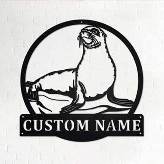 Custom Sea Lion Metal Wall Art, Personalized Sea Lion Name Sign Decoration For Room, Sea Lion Metal Home Decor, Custom Sea Lion, Sea Lion - Thegiftio UK