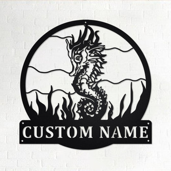 Custom Seahorse Metal Wall Art, Personalized Seahorse Name Sign Decoration For Room, Seahorse Metal Home Decor, Custom Seahorse, Seahorse - Thegiftio UK