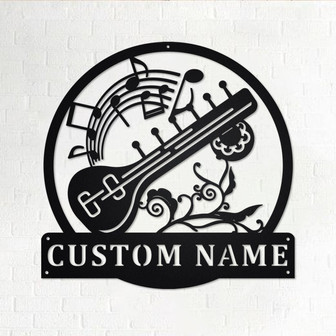 Custom Sitar Musical Instrument Metal Wall Art, Personalized Sitar Name Sign Decoration For Room, Sitar Home Decor, Custom Sitar, Sitar - Thegiftio UK