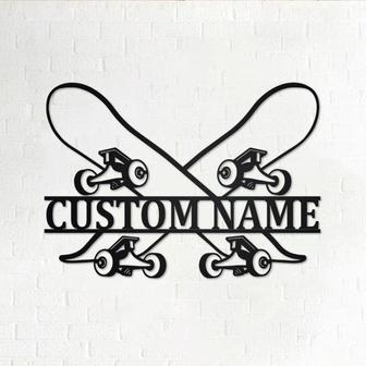 Custom Skateboard Metal Wall Art, Personalized Skateboarder Name Sign Decoration For Room, Skateboard Metal Home Decor, Custom Skateboard - Thegiftio UK
