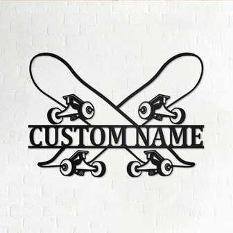 Custom Skateboard Metal Wall Art, Personalized Skateboarder Name Sign Decoration For Room, Skateboard Metal Home Decor, Custom Skateboard - Thegiftio UK