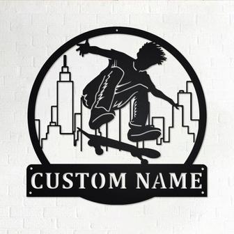 Custom Skateboard Metal Wall Art, Personalized Skateboard Name Sign Decoration For Room, Skateboard Home Decor, Custom Skateboard - Thegiftio UK