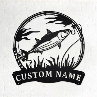 Custom Skipjack Tuna Fishing Metal Wall Art, Personalized Skipjack Tuna Fish Name Sign Decoration For Room, Skipjack Tuna Metal Home Decor - Thegiftio UK