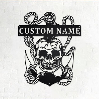 Custom Skull And Anchor Metal Wall Art, Personalized Anchor Name Sign Decoration For Room, Anchor Metal Home Decor, Custom Anchor, Anchor - Thegiftio UK