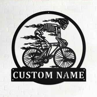 Custom Skull Bicycle Metal Wall Art, Personalized Skull Bicycle Name Sign Decoration For Room, Skull Bicycle Home Decor,Custom Skull Bicycle - Thegiftio