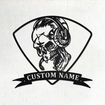 Custom Skull Disc Jockey Metal Wall Art, Personalized Disc Jockey Name Sign Decoration For Room, Disc Jockey Home Decor, Custom Disc Jockey - Thegiftio UK