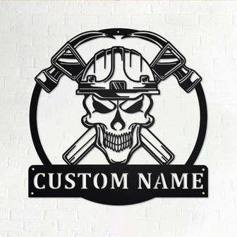 Custom Skull Hammer Toolbox Metal Wall Art, Personalized Handyman Name Sign Decoration For Room, Hammer Toolbox Metal Home Decor, Handyman - Thegiftio UK