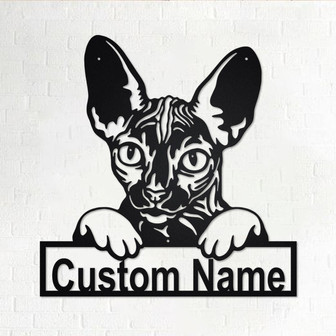Custom Sphynx Cat Metal Wall Art, Personalized Sphynx Cat Name Sign Decoration For Room, Sphynx Cat Home Decor, Custom Sphynx Cat, Cat Lover - Thegiftio UK