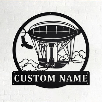 Custom Steampunk Blimp Ship Metal Wall Art, Personalized Steampunk Blimp Ship Name Sign Decoration For Room, Steampunk Blimp Ship Home Decor - Thegiftio UK