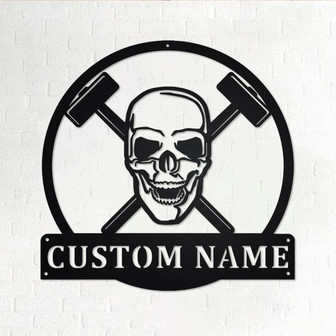 Custom Steelworker Skull Metal Wall Art, Personalized Steelworker Name Sign Decoration For Room, Steelworker Home Decor, Custom Steelworker - Thegiftio UK