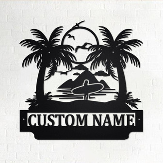 Custom Summer Vibes Surfer Metal Wall Art, Personalized Surfer Name Sign Decoration For Room, Surfer Home Decor, Custom Surfe, Surfer Gift - Thegiftio UK