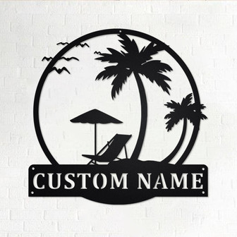 Custom Sunset Beach Metal Wall Art, Personalized Sunset Beach Name Sign Decoration For Room, Sunset Beach Home Decor, Custom Sunset Beach - Thegiftio