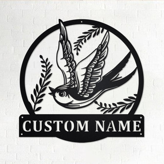 Custom Swallow Bird Metal Wall Art, Personalized Swallow Bird Name Sign Decoration For Room, Swallow Bird Metal Home Decor, Custom Swallow - Thegiftio UK