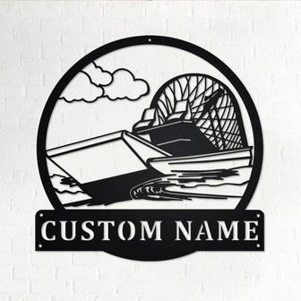Custom Swamp Boat Metal Wall Art, Personalized Swamp Boat Name Sign Decoration For Room, Swamp Boat Metal Home Decor, Custom Swamp Boat - Thegiftio UK