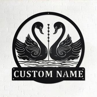 Custom Swan Couple Metal Wall Art, Personalized Swan Name Sign Decoration For Room,Swan Home Decor, Custom Swan,Swan Metal Decor,Swan Couple - Thegiftio UK