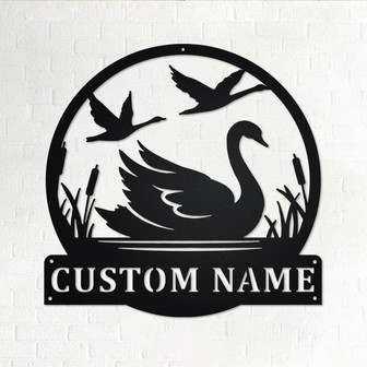 Custom Swan Metal Wall Art, Personalized Swan Name Sign Decoration For Room,Swan Home Decor, Custom Swan, Swan Metal Decor, Swan Lover Gift - Thegiftio UK