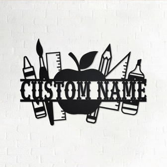 Custom Teacher Split Metal Wall Art, Personalized Teacher Name Sign Decoration For Room, Teacher Home Decor, Custom Teacher, Teacher Gift - Thegiftio UK