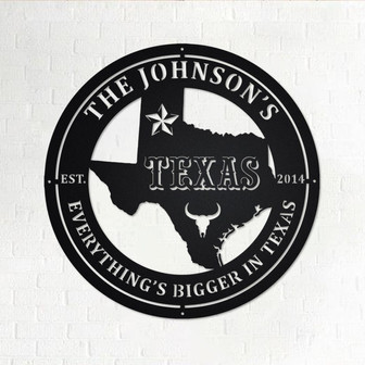 Custom Texas Family Name With Established Date Metal Wall Art,Personalized Texas Family Name Sign Decoration For Room,Family Name Home Decor - Thegiftio