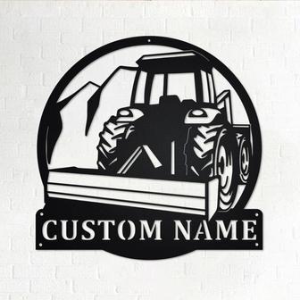 Custom Tractor Box Blade Metal Wall Art, Personalized Tractor Box Name Sign Decoration For Room, Tractor Box Metal Home Decor, Tractor Box - Thegiftio