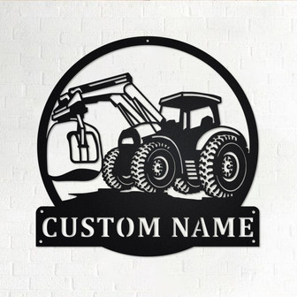 Custom Tractor Front Loader Metal Wall Art, Personalized Front Loader Name Sign Decoration For Room, Front Loader Metal Home Decor - Thegiftio UK