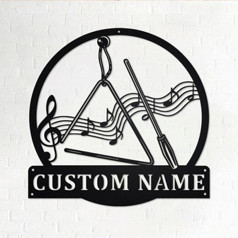 Custom Triangle Musical Instrument Metal Wall Art, Personalized Triangle Teacher Name Sign Decoration For Room, Triangle Home Decor,Triangle - Thegiftio