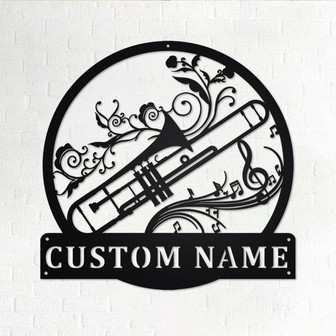 Custom Trombone Musical Instrument Metal Wall Art, Personalized Trombone Teacher Name Sign Decoration For Room, Trombone Home Decor,Trombone - Thegiftio UK