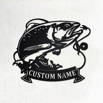 Custom Trout Fishing Metal Wall Art, Personalized Trout Fish Name Sign Decoration For Room, Trout Fishing Home Decor, Custom Trout Fish - Thegiftio UK