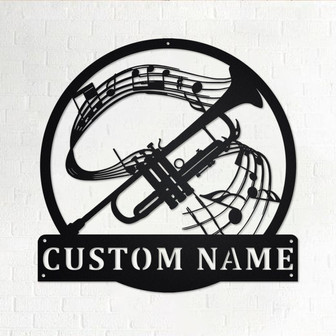 Custom Trumpet Musical Instrument Metal Wall Art, Personalized Trumpet Teacher Name Sign Decoration For Room, Trumpet Home Decor, Trumpet - Thegiftio