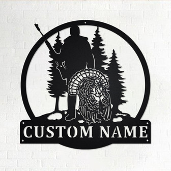 Custom Turkey Hunter Metal Wall Art, Personalized Turkey Hunter Head Name Sign Decoration For Room, Turkey Hunter Head Home Decor - Thegiftio UK